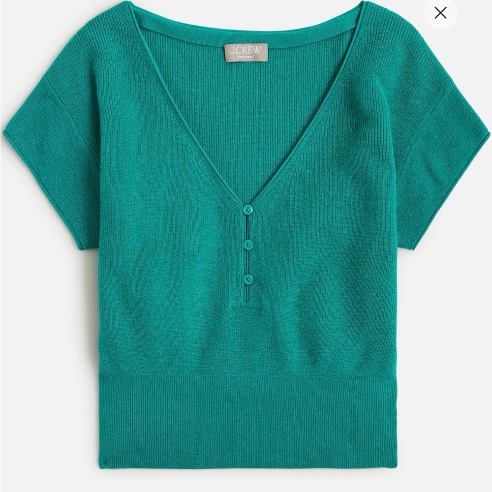 J. Crew Feather Weight Cashmere V Neck Buttoned Top in XS